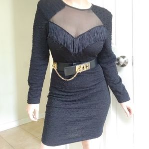 Nuance vintage 80s 90s fringe mesh dress